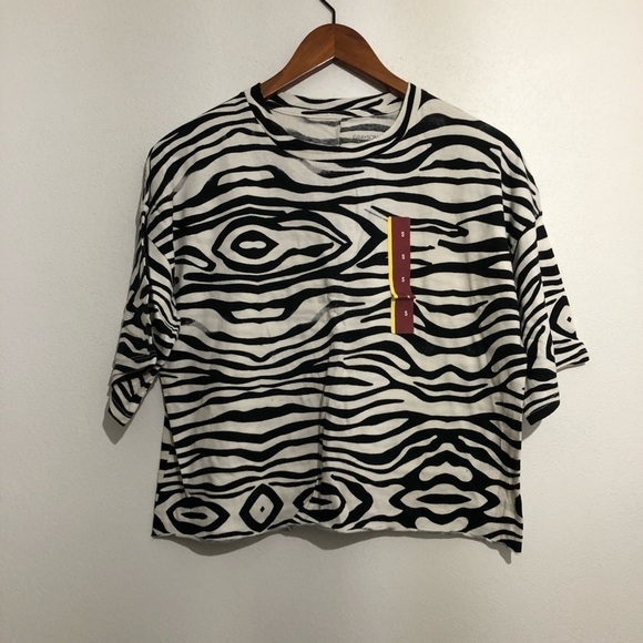Grayson Threads Zebra Print Crop Top Small - Picture 2 of 3